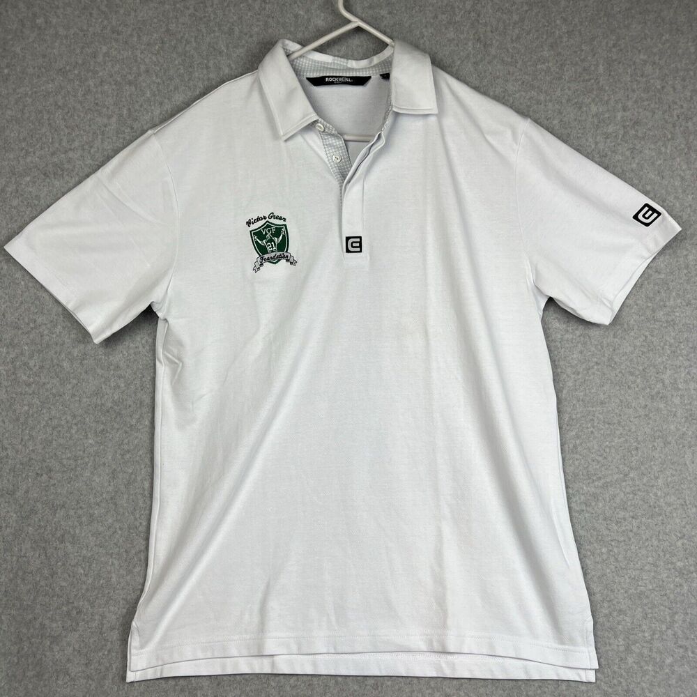 Rockwell Golf Men’s XL Polo White VGF Embroidered Logo Poly Cotton Blend